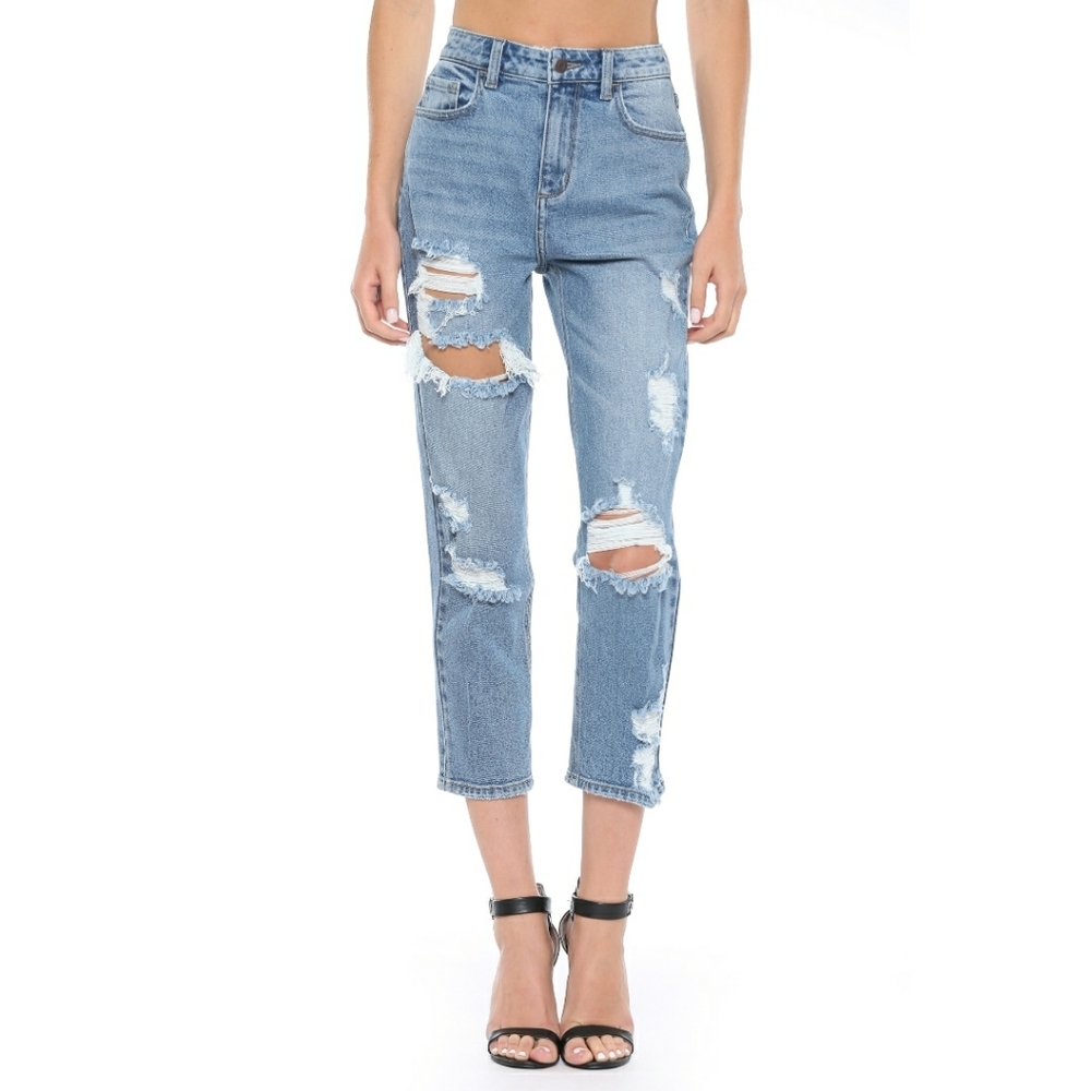 Size 1 3 5 Cello High Rise Destroy Crop Straight - Picture 2 of 8